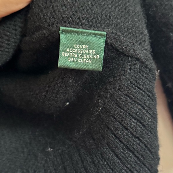 Lauren Ralph Lauren Women's 100% Lambs Wool Toggle Cardigan Sweater Black Hooded - Picture 5 of 6